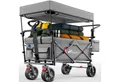 Produktbild: TRESKO Bollerwagen Faltbar mit Dach Kühlfach & Seitenrollos (Handwagen max. belastbar bis 150kg Transportwagen, mit Vollgummireifen & Feststellbremsen), Vorne & Hinten) und 3-Punkt-Gurt