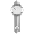 Produktbild: AMS 5266S Wanduhr - mit Funkpendelwerk, Elegante Funkpendeluhr, Uhr mit Pendel, Funkwanduhr mit arabischen Ziffern, Mineralglas, Pendeluhr für Wohnzimmer & Büro, Silberfarben, Maße: 62 x 22 x 8 cm
