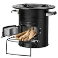Produktbild: BBQ-Toro Raketenofen RAKETE #2, Schwarz | Rocket Stove für Dutch Oven, Grillpfannen und vieles mehr | Rocketstove mit Brennholzgestell und Zuluftöffnungen | Feuerstelle für Dutch Oven