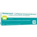 Produktbild: OMEPRAZOL-1A Pharma 20 mg bei Sodbrennen HKM 14 St