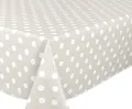 Produktbild: Beautex Tischdecke Wachstuchtischdecke glatt Taupe, Punkte Weiß abwischbar Tischdecke (1-tlg)