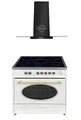 Produktbild: GURARI Herdset GCH E 912 Cr r + GCH T 466 90 BL Prime, Retro Standherd 90 cm, Range Coocker, 121 L, Creme+Dunstabzugshaube, Wandhaube 90 cm, Schwarz, Abluft/Umluft Haube, 1000m3/h