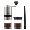Produktbild: SILBERTHAL Kaffeemühle Manuell Edelstahl, Kegelmahlwerk, 17,00 g Bohnenbehälter, Handmühle aus Edelstahl mit Ersatzglas und Reinigungspinsel silberfarben