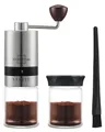 Produktbild: SILBERTHAL Kaffeemühle Manuell Edelstahl, Kegelmahlwerk, 17,00 g Bohnenbehälter, Handmühle aus Edelstahl mit Ersatzglas und Reinigungspinsel