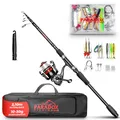 Produktbild: Paradox Fishing Angelruten Set zum Spinnfischen 2,1m Wg. 10-30g I Teleskop-Rute mit Rolle, Ködern, Angelzubehör und Angel-Tasche I Angel Set – Angel-Set komplett