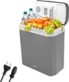 Produktbild: TZS First Austria - Kühlbox 24L elektrisch 12V 230V Anschluss für Auto & Steckdose - Thermoelektrische Cool Box kühlt & wärmt - Mini Kühlschrank mit Rollen - Für Camping, Festivals, Reisen - Grau