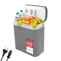 Produktbild: TZS First Austria - Kühlbox 24L elektrisch 12V 230V Anschluss für Auto & Steckdose - Thermoelektrische Cool Box kühlt & wärmt - Mini Kühlschrank mit Griff - Für Camping, Festivals, Reisen - Grau