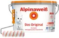 Produktbild: Alpinaweiß Das Original – optimal deckende und ergiebige weiße Wandfarbe – mit Spritz-Schutz-Formel – inkl. Spezialroller - 4 Liter