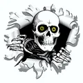 Produktbild: carstyling XXL Aufkleber Einschussloch 90 mm Motiv Totenkopf