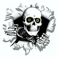 Produktbild: Aufkleber Einschussloch 90 mm Motiv Totenkopf Sticker Tattoo Styling  Motorrad