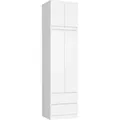 Produktbild: Kleiderschrank AKORD S60 mit Aufsatz Weiß 60 cm 2 Türen 2 Schubladen 3 Ebenen B60 x H234 x T51 cm - Weiß
