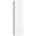 Produktbild: Kleiderschrank Akord S60 Mit Aufsatz Weiß 60 Cm 2 Türen 2 Schubladen 3 Ebenen B60 X H234 X T51 Cm