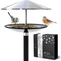 Produktbild: ROODZ Vogelhaus und Vogeltränke 2in1 aus Edelstsahl mit Ständer - Perfekt für Garten und Balkon - Schwarz