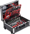 Produktbild: Meister Werkzeugtrolley 238-teilig - Werkzeug-Set - Teleskophandgriff / Profi Werkzeugkoffer befüllt / Werkzeugkiste fahrbar auf Rollen / Werkzeugbox komplett, Schwarz/Silber, 8971480