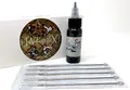 Produktbild: Deutsche Tattoofarbe Sailor Jerry Schwarz 30ml und 5 Premium Tattoonadeln 