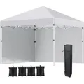 Produktbild: Outsunny Pavillon Ca.3x3m, Wasserabweisend Stabil Winterfest Pop-up Faltpavillon Mit 2 Seitenwänden, Uv Schutz 30+, Faltbar Partyzelt Gartenzelt Mit Tasche, Gartenpavillon Für Camping, Weiß