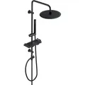 Produktbild: Görbach Regendusche Duschsystem mit Ablage, Edelstahl Duschset ohne Armatur mit XL Kopfbrause Rund Schwarz (D25cm)