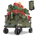 Produktbild: Sekey XXL Plus Bollerwagen Faltbar mit Bremsen 200L 200KG Belastbar, Extra Breite Reifen All Terrain Bollerwagen, Patentiert Zusammenfaltbar aus Vier Richtungen, XXL-PlusB 4011, Grün