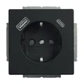 Produktbild: Busch-Jaeger 20 EUCB2USBAC-885 Schutzkontakt-/USB-A+C Steckdose Safety+, mit Befestigungskrallen, schwarz matt, Plattform 63