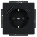 Produktbild: Busch-Jaeger 20 EUCB2USBAC-885 SCHUKO®-/USB-A+C Steckdose Safety+ Schwarz Matt Plattform 63 2CKA002011A6312