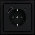 Produktbild: BUSCH-JAEGER Steckdose SCHUKO 20 EUCB2USBAC-885 | USB-A & USB-C Ladefunktion | Unterputz | 16A 230V | Schwarz matt