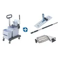 Produktbild: Reinigungswagen Vileda UltraSpeed Pro Doppeleimer Ready TRIO Chassis, 25&10 L Eimer, Presse, Mophalter, Mop, Stiel, Bügel