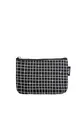 Produktbild: Kleine Kosmetiktasche aus Bio-Baumwolle – Kulturbeutel & Kosmetikbeutel, Make-Up Etui & Federtasche für Damen, Herren & Kinder, kompakt, vegan, mit Muster (Schwarz/Grid Print)