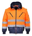 Produktbild: Portwest Hi-Vis Warnschutz 3-in-1 Pilotjacke, Größe: L, Farbe: Orange/Marine, PJ50ONRL