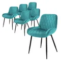 Produktbild: ML-Design 6er Set Esszimmerstühle, Petrol, Sitzfläche aus Samt, Metallbeine, Esszimmerstuhl mit Rücken- und Armlehnen, Küchenstühle Küchenstuhl Wohnzimmerstühle Wohnzimmerstuhl Polsterstuhl Stühle