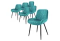 Produktbild: ML-DESIGN Stuhl Esszimmerstuhl mit Rücken- und Armlehnen, Metallbeine Küchenstuhl (6 St), Wohnzimmerstuhl Petrol, Samt Sitzfläche Polsterstuhl Esstischstuhl