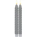 Produktbild: LED Stabkerzen SWIRL Tafelkerzen Echtwachs flackernd H: 25cm Timer grau 2er Set