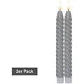 Produktbild: Star Trading - Gedrehte led Stabkerzen ,Flamme Swirl', 2 Stck, Echtwachs, Batterie, Timer, grau