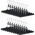 Produktbild: 100 x Hosenbügel Metall im Set, 360° drehbarer Haken, fest schließend, Rockbügel, gummierte Klemmen, 26cm, schwarz