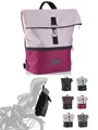 Produktbild: BambiniWelt Fahrradtasche – Rucksack für Kinderfahrradsitz kompatibel mit Römer Jockey, wasserabweisend, mit Klickverschluss & Schultergurt, 20 l Stauraum (pink-rosa)