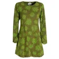 Produktbild: Vishes Tunikakleid Langarm Damen Blumen-Tunika Shirt-Kleid Glockenärmel Baumwolle Hippie, Boho, Goa Style grün 34-36