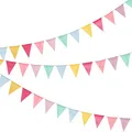Produktbild: 3 Stück Wimpelkette, 12M 36 Flaggen Wimpelkette Outdoor Wetterfest, Girlande Dekoration Regenbogen Deko für Matschküche Geburtstag Kinderzimmer Party Hochzeit