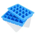 Produktbild: LessMo 15-Fach Eiswürfelform, 2er Pack große Silikon Eiswürfelbehälter mit Deckel, Platzsparend und stapelbar Ice Tray Ice Cube, LFGB Zertifiziert und BPA Frei Eiswürfelformen für Babynahrung Getränk