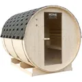 Produktbild: HOME DELUXE - Outdoor Fasssauna LAHTI XL - Maße: BxTxH: ca. 189 x 191,5 x 220, Holz: Fichtenholz - inkl. Saunaofen und Saunazubehör I Gartensauna... - Braun