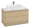 Produktbild: Villeroy & Boch Finion Waschbeckenunterschrank für Becken mittig ohne Regal für Finion / Memento 2.0 2 Auszüge 1000 x 603 x 501 mm - Oak Veneer / Glass White Matt - F10100PC