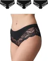Produktbild: Snocks Pack mit 3 Damen-Hipster-Slips mit Spitze aus Bio-Baumwolle S