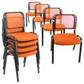 Produktbild: Besucherstuhl 8er Set Konferenzstuhl Sitzfläche gepolstert orange stapelbar Büro