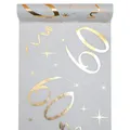 Produktbild: (1,79 €/m) Tischläufer Tischband 60. Geburtstag Vlies 30 cm x 5 m - weiß / gold