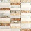 Produktbild: Glasmosaik Edelstahl Beige Braun Stäbchen Fliesenspiegel WB87-52X | 1 Mosaiknetz
