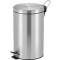 Produktbild: PROREGAL Runder Tretabfallsammler Mit Herausnehmbaren Kunststoff Inneneimer 12 Liter HxBxT 40 x 29,5 x 25,5 cm Matt Silber