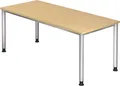 Produktbild: HAMMERBACHER Schreibtisch Schreibtisch 4-Fuß-rund 180x80cm Ahorn/Silber