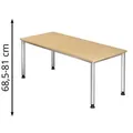 Produktbild: Hammerbacher Schreibtisch H-Serie, ahorn / silber, höhenverstellbar, 180 x 68,5-81 x 80cm