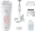 Produktbild: Silk-épil 5-230, Epiliergerät weiß/rosa, incl. Bikinitrimmer, Rasieraufsatz, Trimmeraufsatz