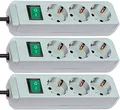 Produktbild: 3er Sparpack Brennenstuhl Eco-Line Steckdosenleiste 3-fach lichtgrau mit Schalter