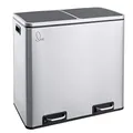 Produktbild: SVITA TM2X24 Treteimer 48 Liter Abfalleimer Mülleimer Design Mülltrennung Papierkorb Küchen-Ordnung herausnehmbare Inneneimer mit Henkel Deckel mit Schließdämpfer Trennsystem Edelstahl Silber