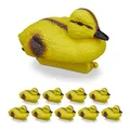 Produktbild: Relaxdays Teichente, 10er Set, schwimmende Entenküken, für den Gartenteich, Kunststoff, Deko Schwimmente, gelb/schwarz